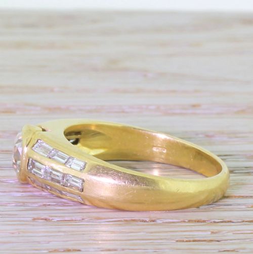 fig 2. Art Deco 0.89 Carat Old Cut & Baguette Cut Diamond Engagement Ring, circa 1920
