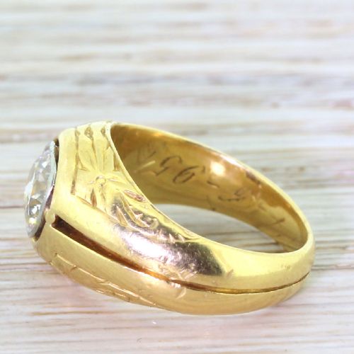 fig 2. Mid Century 1.09 Carat Old Cut Diamond Ornate Solitaire Ring, 1950
