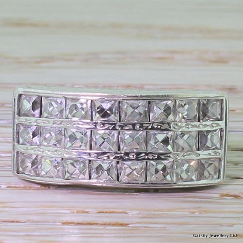 fig 1. Art Deco 2.00 Carat French Cut Diamond “Three Row” Ring, circa 1940
