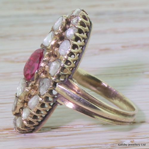 fig 2. Georgian Ruby & Rose Cut Diamond Navette Ring, circa 1830
