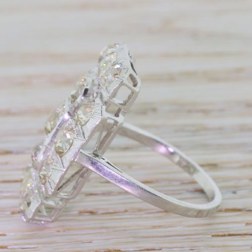 fig 2. Art Deco 2.50 Carat Light Fancy Cognac Old Cut Diamond Plaque Ring, circa 1935

