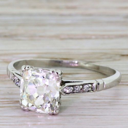Art Deco 1.91 Carat Old Cushion Cut Diamond Engagement Ring, Circa 1935
