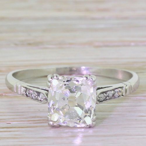 fig 1. Art Deco 1.91 Carat Old Cushion Cut Diamond Engagement Ring, circa 1935
