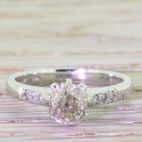 fig 1. Art Deco 1.05 Carat Old Cushion Cut Diamond Engagement Ring, circa 1935
