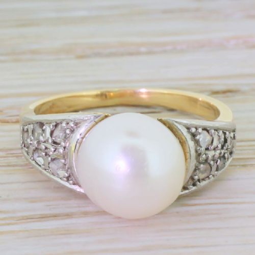 fig 1. Edwardian Pearl & Rose Cut Diamond Solitaire Ring, circa 1905