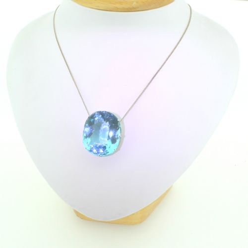 Art Deco 75.00 Carat Blue Topaz Pendant, Circa 1935
