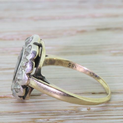 fig 2. Victorian 1.50 Carat Sapphire & Old Cut Diamond Cluster Ring, circa 1860
