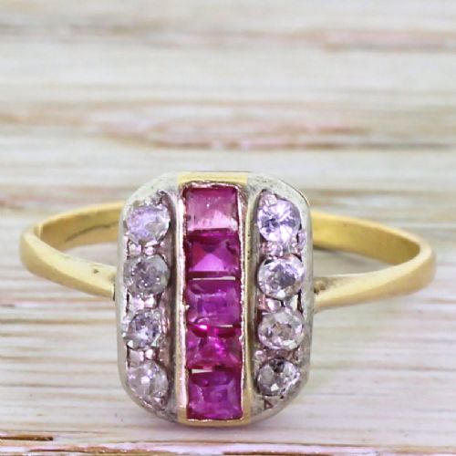 fig 1. Art Deco Ruby & Diamond Plaque Ring, circa 1915
