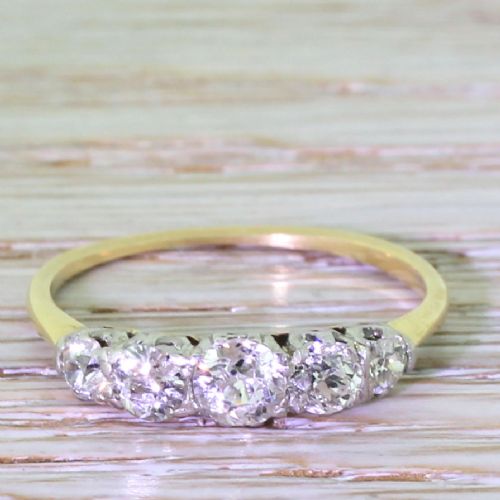 fig 1. Victorian 0.90 Carat Old Cut Diamond Five Stone Ring, circa 1900
