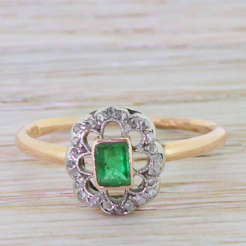 fig 1. Art Deco Emerald & Rose Cut Diamond Ring, circa 1930
