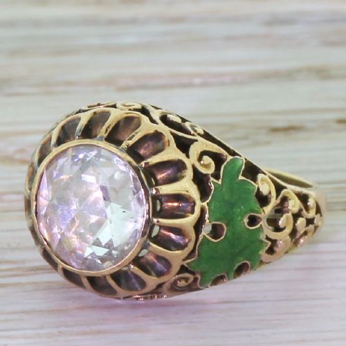 Early Victorian 1.50 Carat Rose Cut Diamond “Foliate” Ring, Circa 1850

