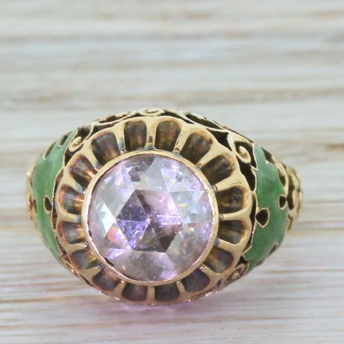 fig 1. Early Victorian 1.50 Carat Rose Cut Diamond “Foliate” Ring, circa 1850