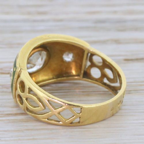 fig 3. Victorian 0.90 Carat Old Oval Cut & Enamel Band Ring, French, circa 1900