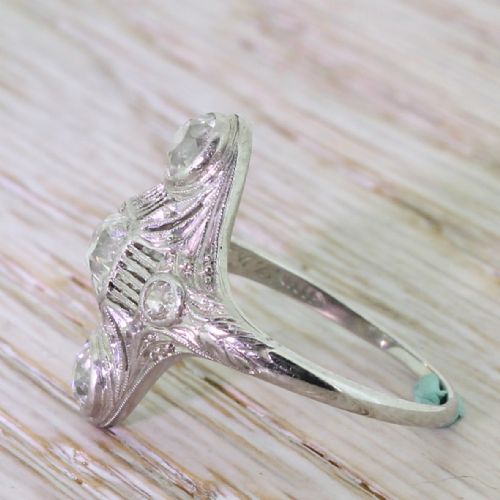 fig 2. F. & F. FELGER 1.32 Carat Old Cut Diamond Plaque Ring, American, circa 1930
