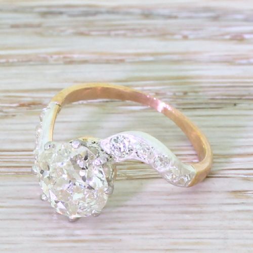 Edwardian 2.32 Carat Old Cut Diamond Engagement Ring, French, Circa 1910
