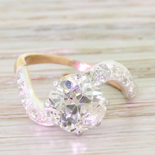 fig 1. Edwardian 2.32 Carat Old Cut Diamond Engagement Ring, French, circa 1910