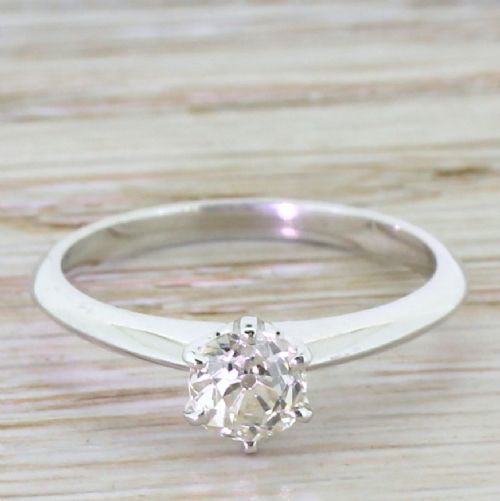 fig 1. 0.65 Carat Old Cut Diamond Engagement Ring, Platinum

