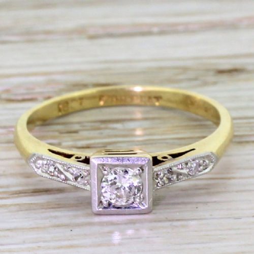 fig 1. Mid Century 0.20 Carat Round Brilliant Diamond Ring, circa 1950