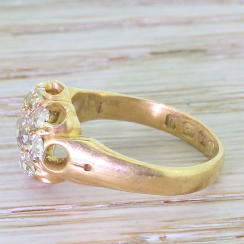fig 2. Victorian 1.10 Carat Old Mine Cut Diamond Cluster Ring, dated 1888
