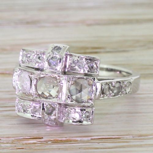 Art Deco 0.70 Carat Rose Cut Diamond Cluster Ring, Circa 1935
