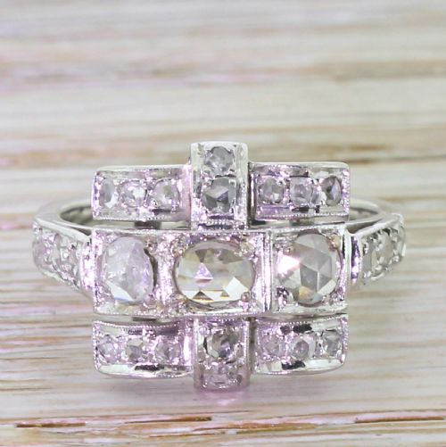 fig 1. Art Deco 0.70 Carat Rose Cut Diamond Cluster Ring, circa 1935
