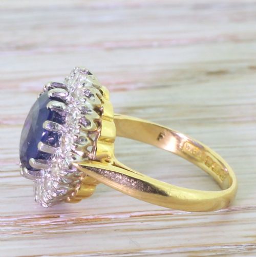 fig 2. Mid Century 3.00 Carat Sapphire & Diamond Cluster Ring, circa 1950
