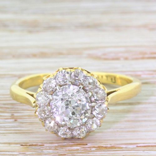 fig 1. Victorian 1.53 Carat Old Cut Diamond Target Cluster Ring, circa 1900
