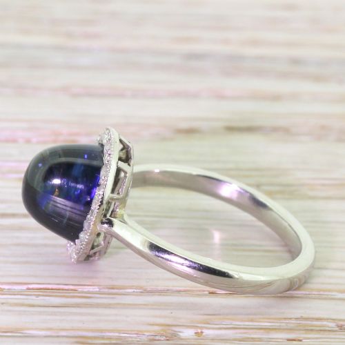 fig 2. Art Deco 4.00 Carat Cabochon Sapphire & Diamond Ring, circa 1935