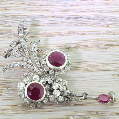 fig 1. Victorian Ruby & Old Cut Diamond Pendant / Brooch, circa 1850
