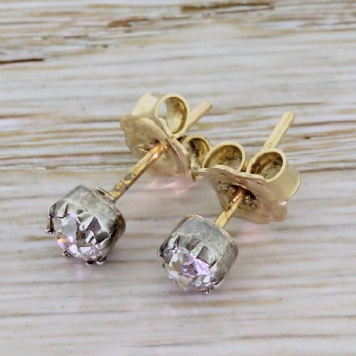 Art Deco 0.90 Carat Old Cut Diamond Stud Earrings, Circa 1930

