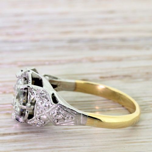 fig 2. Retro 1.65 Carat Old European Cut Diamond Engagement Ring, circa 1945