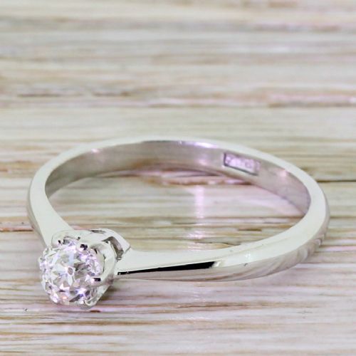Art Deco 0.45 Carat Old Cut Diamond Engagement Ring, Circa 1940
