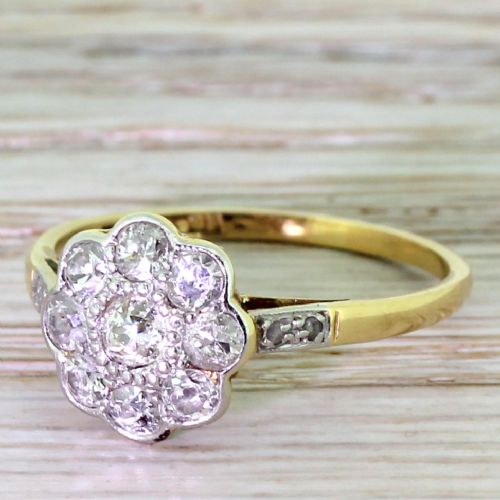 Edwardian 0.55 Carat Old Cut Diamond Cluster Ring, Circa 1910
