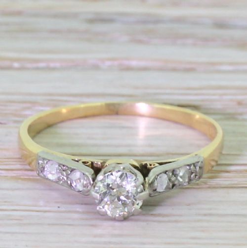 fig 1. Art Deco 0.30 Carat Old Cut Diamond Engagement Ring, circa 1920