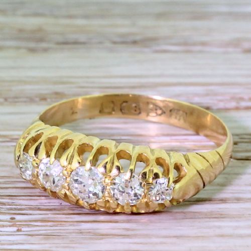 Edwardian 0.50 Carat Old Cut Diamond Five Stone Ring, Chester, 1911
