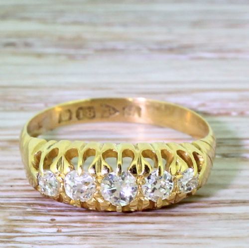 fig 1. Edwardian 0.50 Carat Old Cut Diamond Five Stone Ring, Chester, 1911