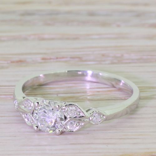 Art Deco 0.58 Carat Old Cut Diamond Engagement Ring, Circa 1915
