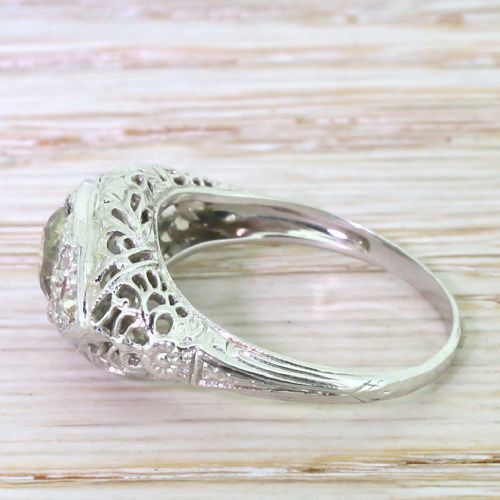 fig 2. Art Deco 0.84 Carat Brownish Green Old Cut Diamond Ring, circa 1940
