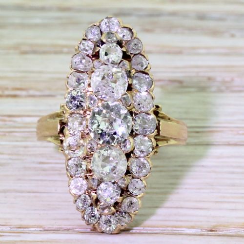 fig 1. Victorian 4.00 Carat Old Cut Diamond Cluster Ring, circa 1870