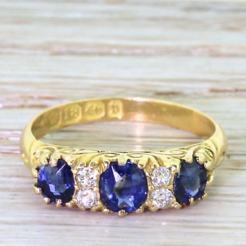 fig 1. Victorian 0.75 Carat Sapphire & Diamond Ring, dated 1876