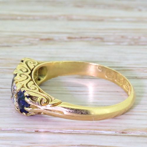 fig 2. Victorian 0.75 Carat Sapphire & Diamond Ring, dated 1876