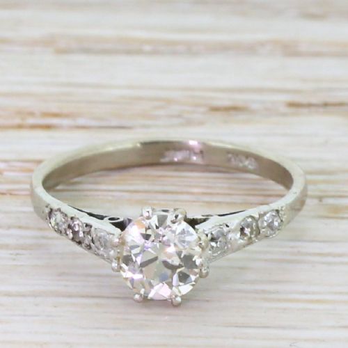 fig 1. Art Deco 0.67 Carat Old Mine Cut Diamond Engagement Ring, circa 1930
