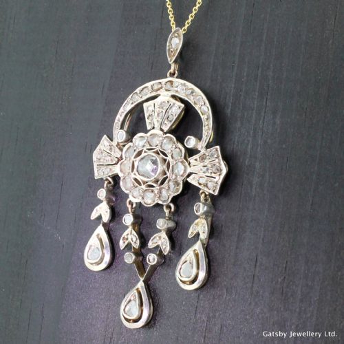 Victorian 2.00 Carat Rose Cut Diamond Pendant, Circa 1860
