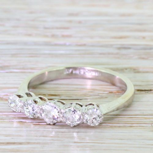Art Deco 0.85 Carat Old Cut Diamond Five Stone Ring, Circa 1930
