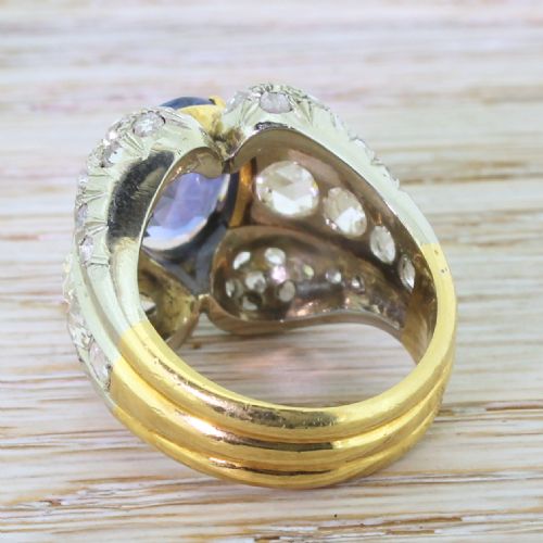 fig 3. Art Deco 4.07 Carat Natural Sapphire & Rose Cut Diamond Ring, circa 1930