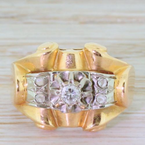 fig 1. Art Deco 0.10 Carat Eight Cut Diamond “Scroll” Ring, French, circa 1935