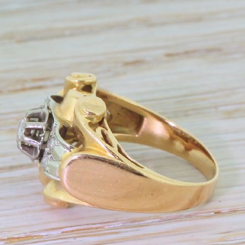 fig 2. Art Deco 0.10 Carat Eight Cut Diamond “Scroll” Ring, French, circa 1935