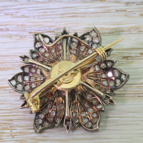 fig 2. Victorian Old Cut Diamond & Rose Cut Diamond Flower Brooch, circa 1860