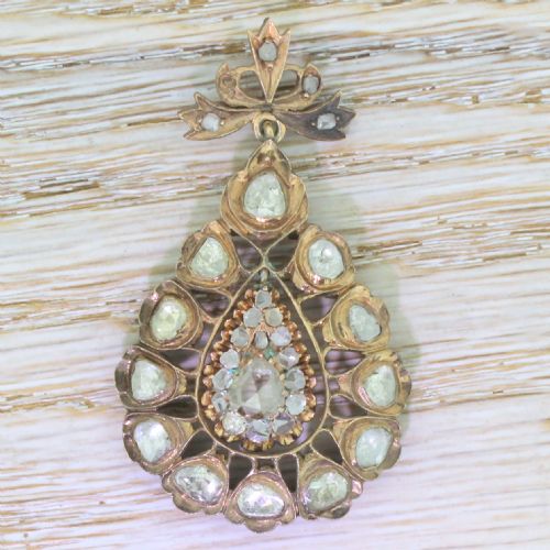 fig 1. Early Victorian 4.25 Carat Rose Cut Diamond Pendant, circa 1850
