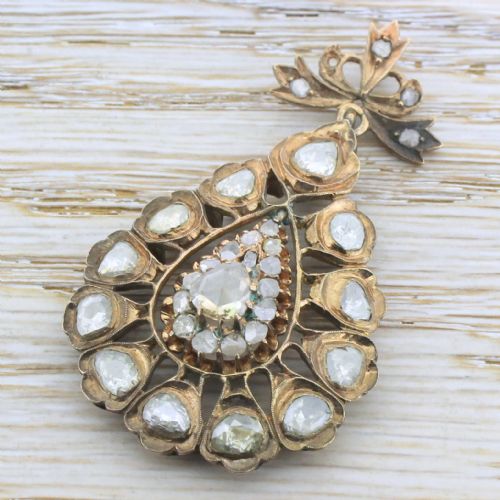 Early Victorian 4.25 Carat Rose Cut Diamond Pendant, Circa 1850
